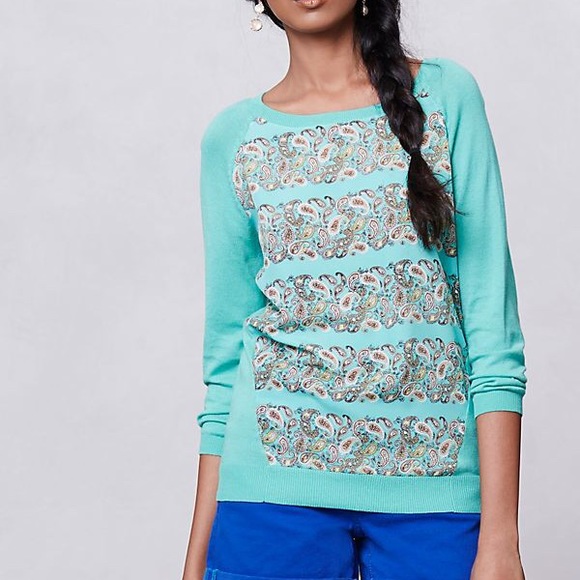 Anthropologie Tops - Anthropologie Moth Mintprint Pullover